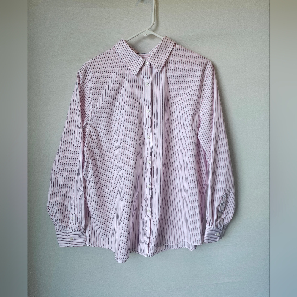 Women's Pink Stripe Button-Front Dress Shirt